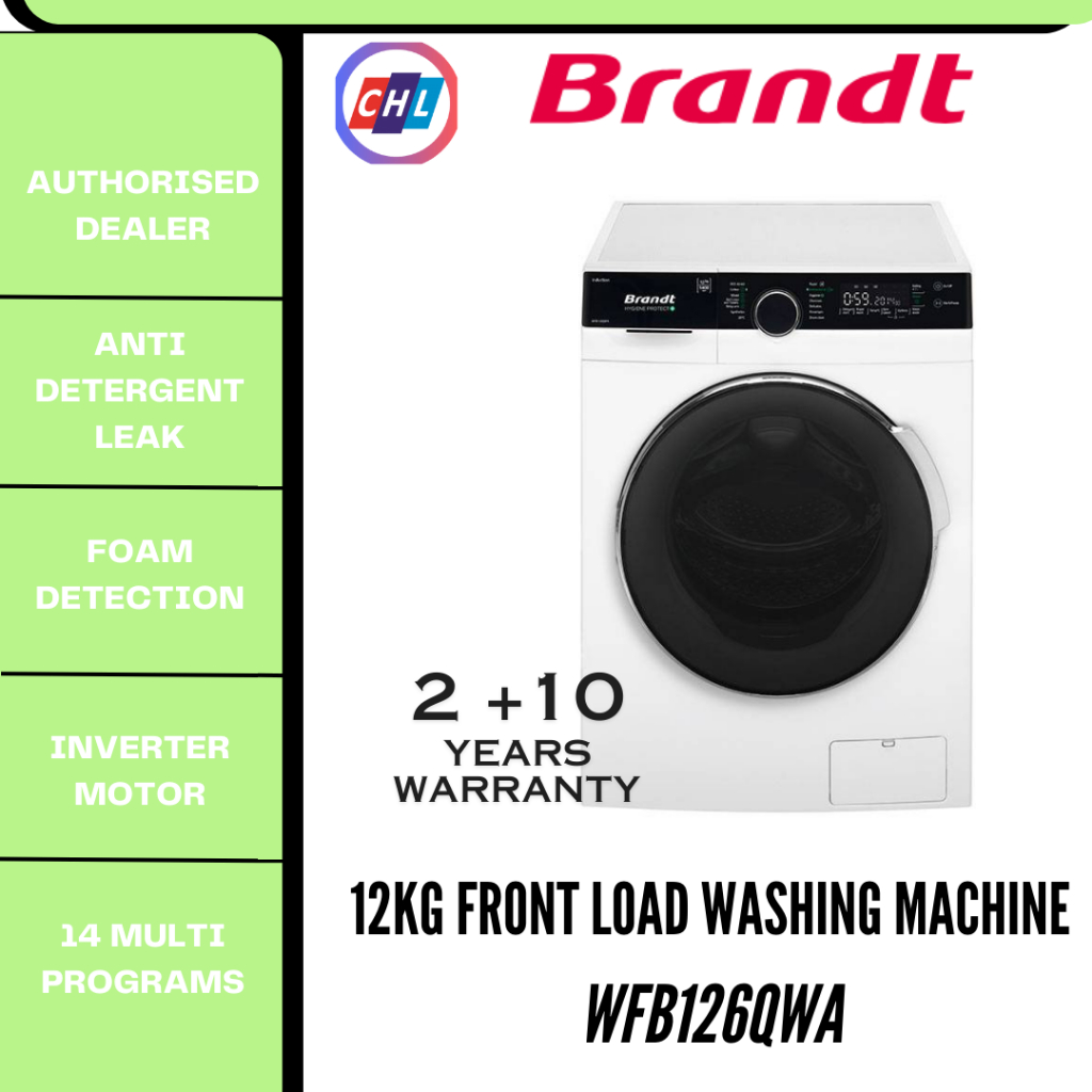 BRANDT [AUTHORISED DEALER] 12KG FRONT LOAD INVERTER WASHING MACHINE ...