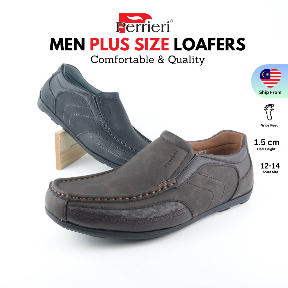 Perrieri Men Plus Size 12 13 14 Casual Leisure Comfortable Loafers Boat Shoes 82260 Black Brown Shopee Malaysia