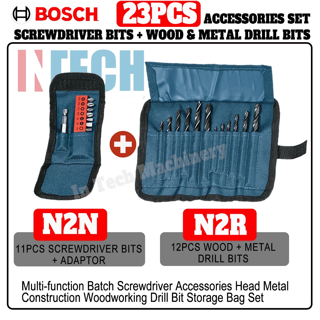 BOSCH ACCESSORIES 23PCS N2N+N2RWOOD & METAL BIT+ SCREWDRIVER BITS SET 3 ...