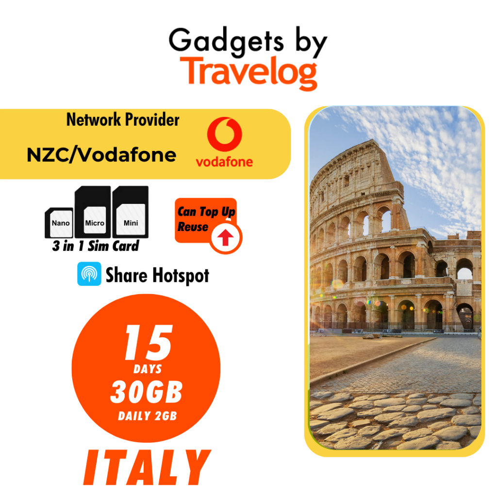 [Italy Travel SIM] [5 15 Days] 4G High Speed Unlimited Data Travel