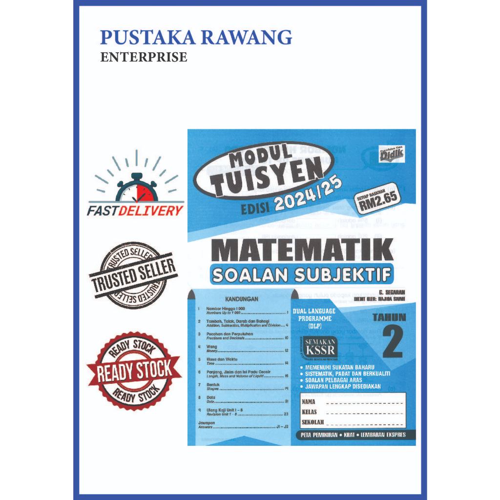 MODUL TUISYEN EDISI 2024/25 MATEMATIK (DWIBAHASA) SOALAN SUBJEKTIF ...