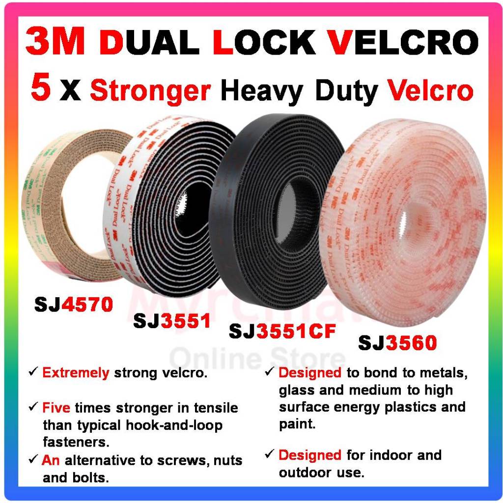 SJ3551 SJ3560 SJ4570 Dual Lock Heavy Duty Velcro Tape Adhesive Fastener  Strap