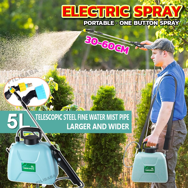 Electric Garden Pump Sprayer 5L large capacity pam racun bateri nozzle ...