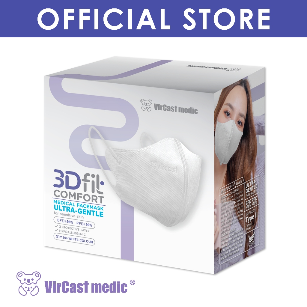 Vircast Medic 3D Mask - White (30 Pcs/Box) | Shopee Malaysia