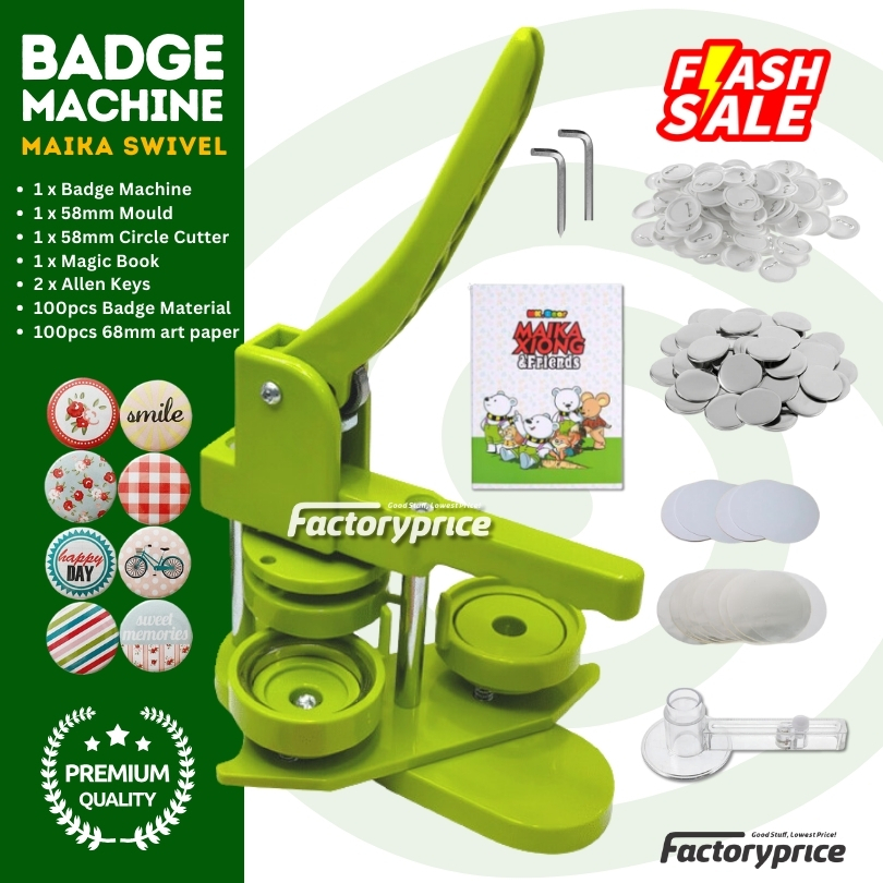 Button Badge Machine | Maika Swivel Green | 7 in 1 Package Deal | 44mm ...