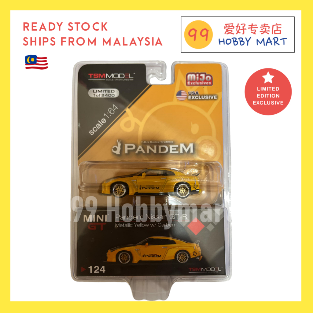 Mini GT 124 Nissan GTR GT-R R35 Metallic Yellow w Carbon Pandem Blister ...