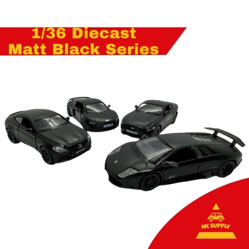 Alloy Diecast car toy 1/36 All Matt Black Car Toys For Kids