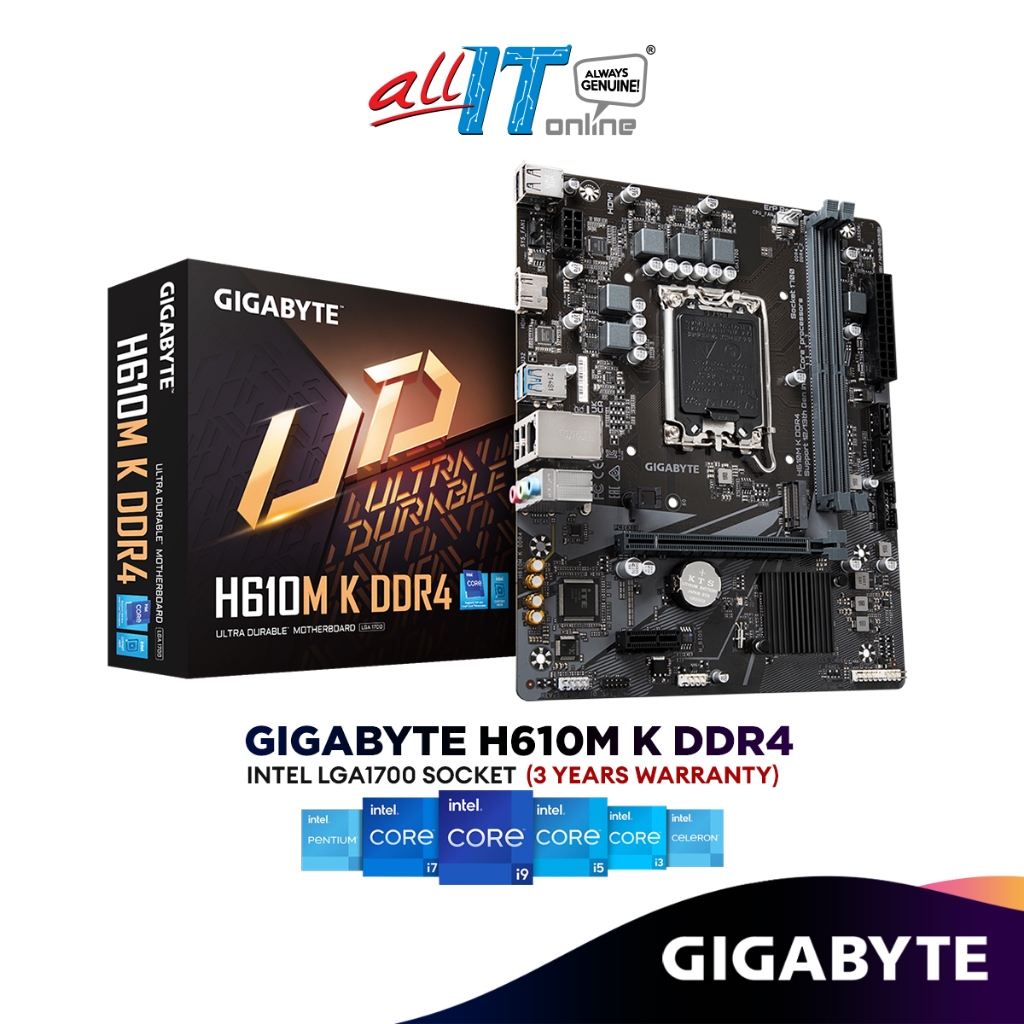 Gigabyte H610M K DDR4 Micro ATX (mATX) Intel Motherboard | Intel LGA1700  Socket
