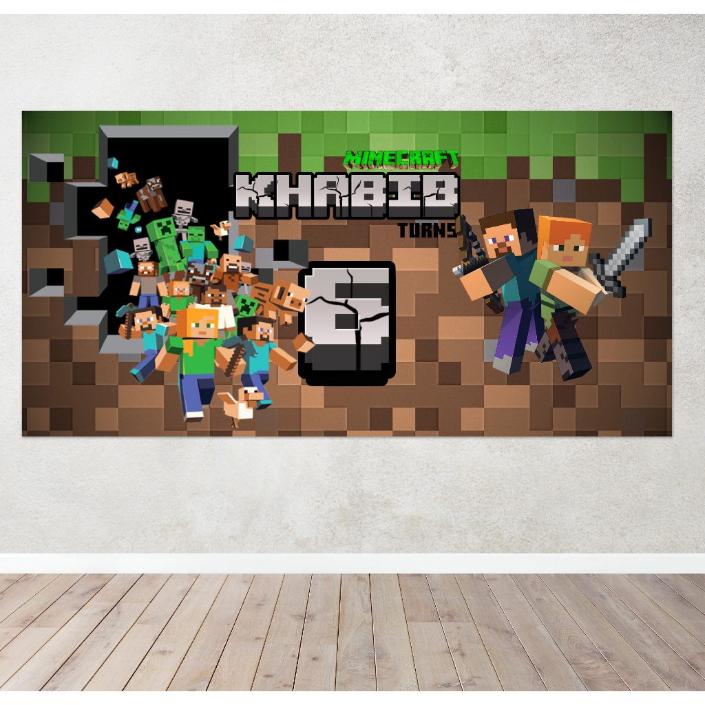 NEW ITEM!!! MINECRAFT BIRTHDAY BANNER / BACKDROP | with customs name ...