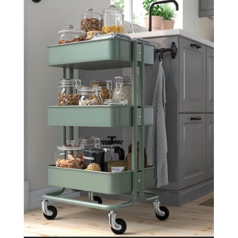 Ikea Raskog Trolley, Grey/Green (35x45x78cm) Shopee Malaysia