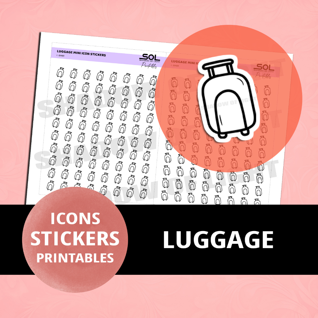 Printable Luggage Icon Stickers | PDF | Planner Stickers | Hobonichi ...