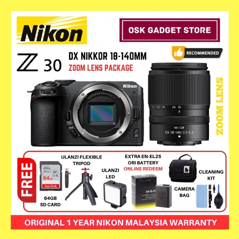 Nikon Z30 Z 30 4K Mirrorless Camera With Nikkor Z 1650mm Or Z 18140mm