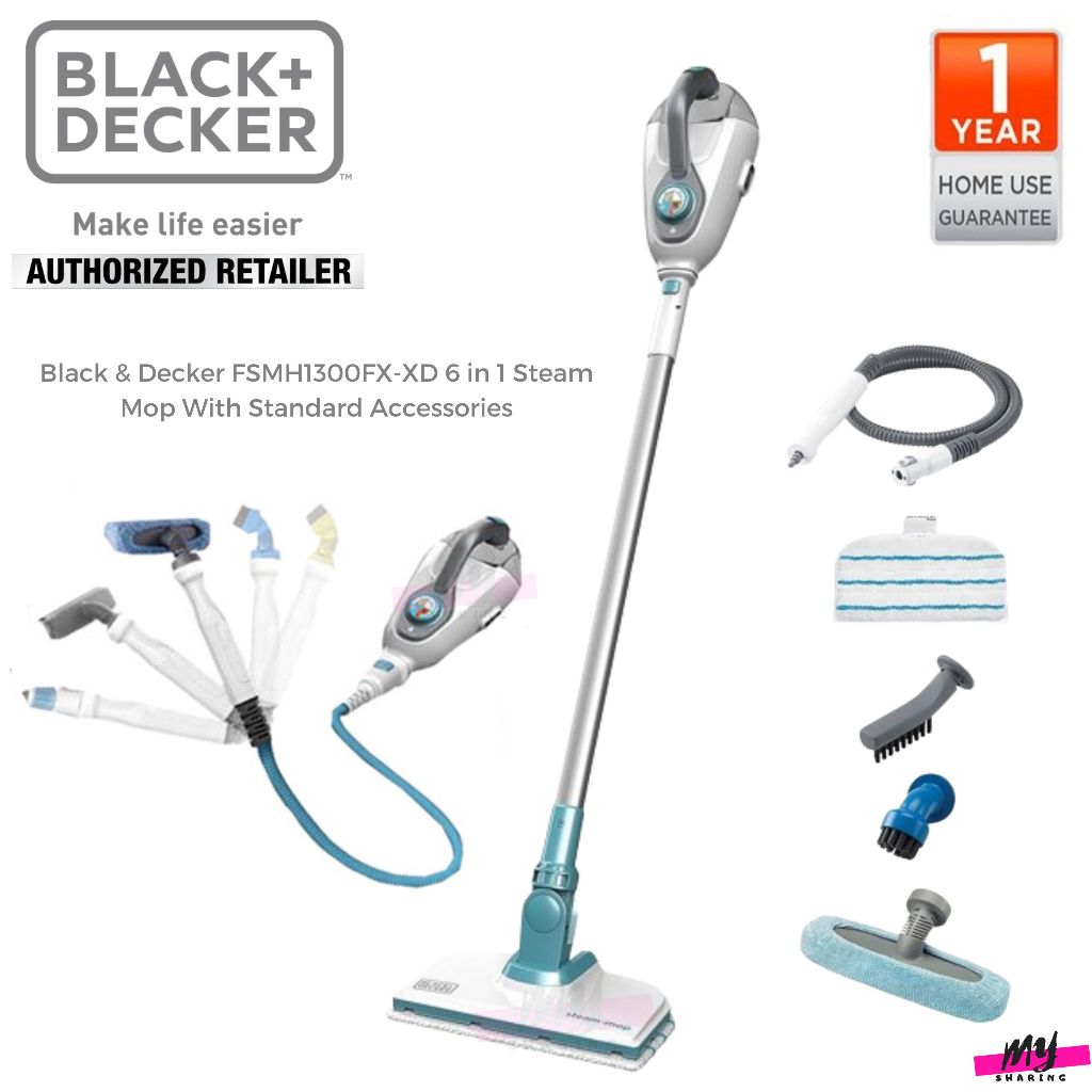 BLACK DECKER FSMH1300FX XD 6 in 1 Steam Mop With Standard Accessories FSMH1300FX FSMH1300