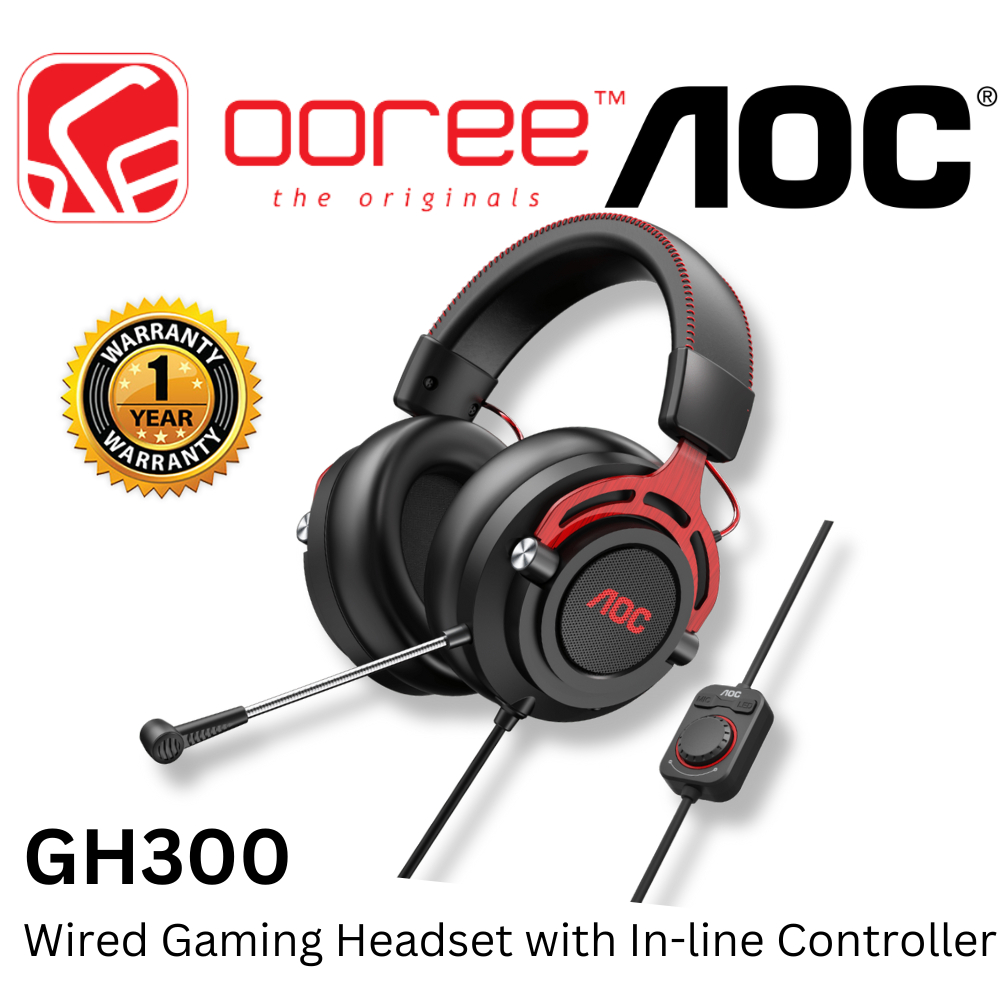 AOC GH300 WIRED GAMING HEADSET HEADPHONE WITH INLINE CONTROLLER