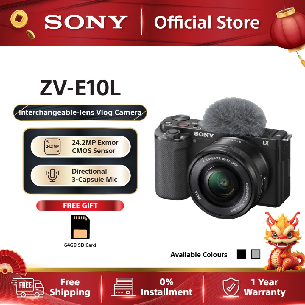 Sony InterchangeableLens Digital Camera ZVE10 with 1650mm Power Zoom