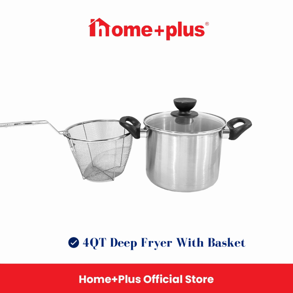 Home+Plus 4QT Deep Fryer with Basket Multipurpose Stainless Steel Fried Pot Mini Fryer