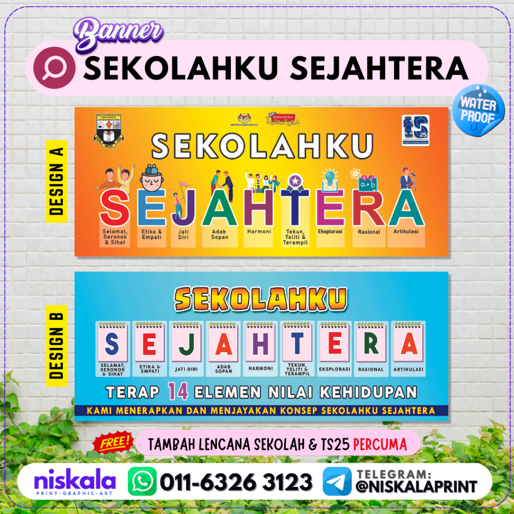 Sekolahku Sejahtera Banner Sekolahku Sejahtera Custom Size And Logo Shopee Malaysia 