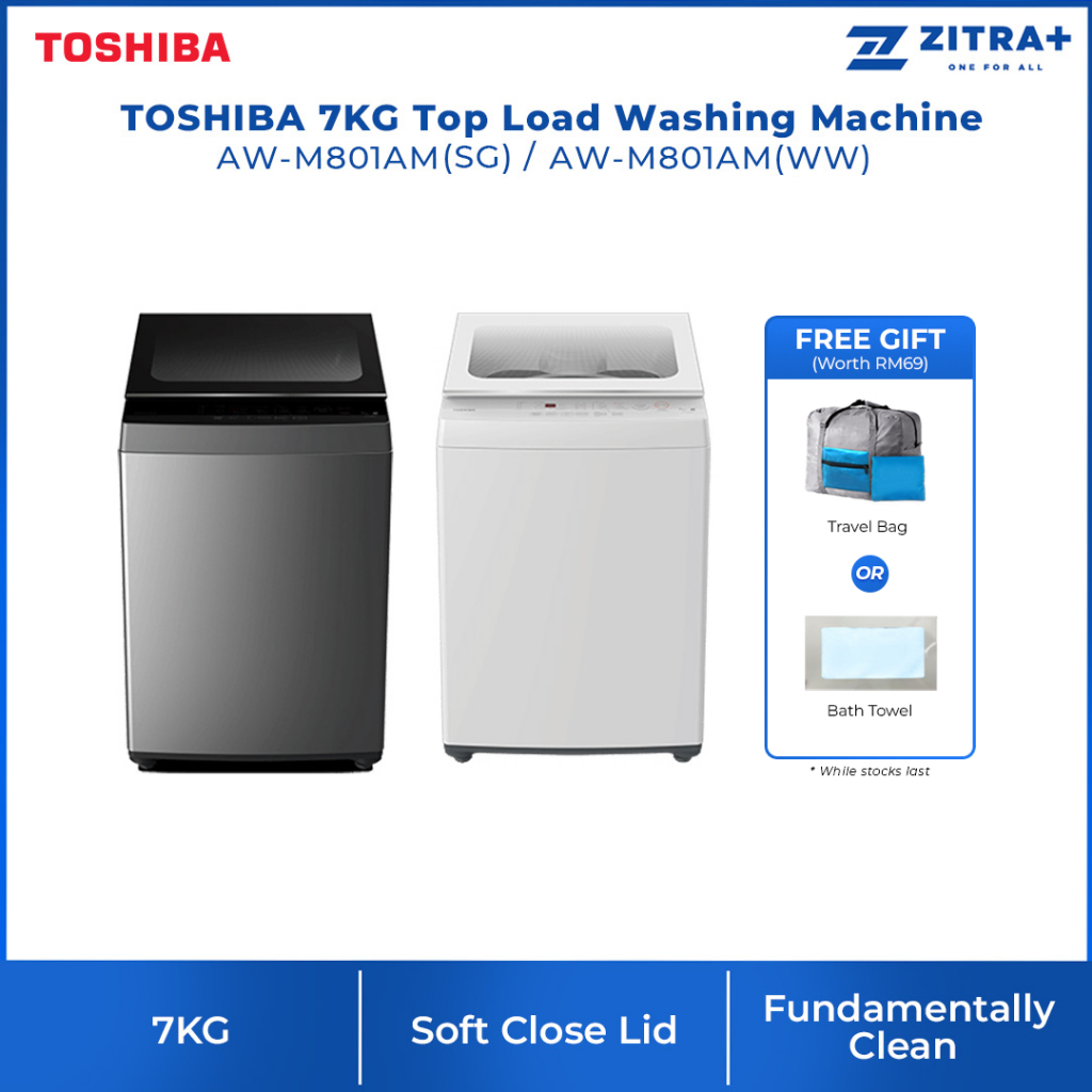 TOSHIBA 7KG Top Load Washing Machine AWM801AM(SG) / AWM801AM(WW