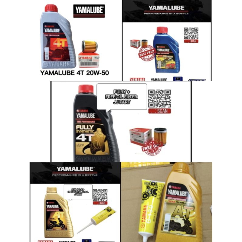 FREE OIL FILTER/GEAR OIL🔥YAMALUBE 4T ENGINE OIL MINYAK HITAM 2050W 20