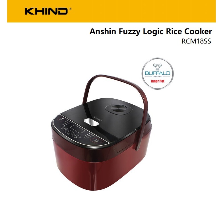 Khind Anshin Fuzzy Logic 1.8L Rice Cooker with Buffalo Stainless Steel