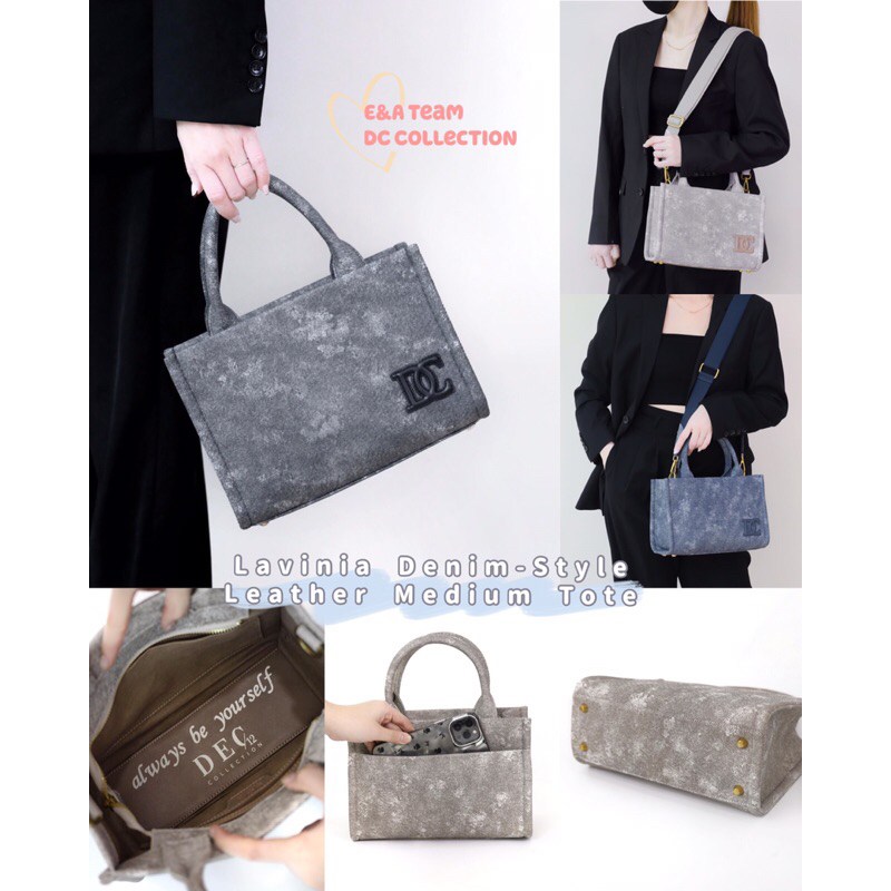 DEC Collection Women’s Tote Bag - Lavinia Denim-Style Leather Medium ...