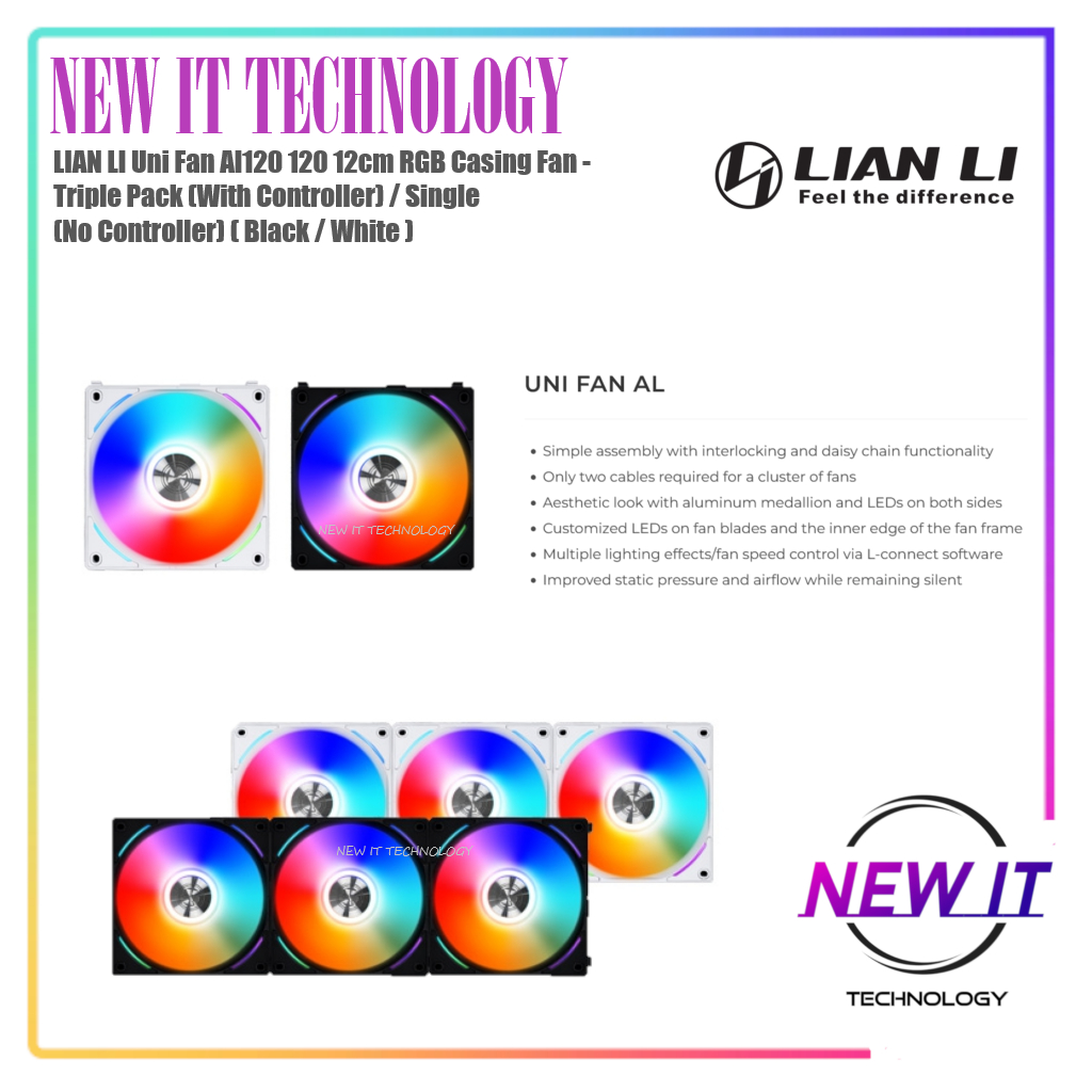 LIAN LI Uni Fan Al120 120 12cm RGB Casing Fan - Triple Pack (With ...