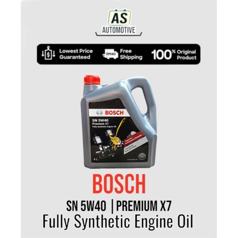 BOSCH SN 5W-40 | 5W40 Premium X7 Fully Synthetic Engine Oil 4 Litre ...