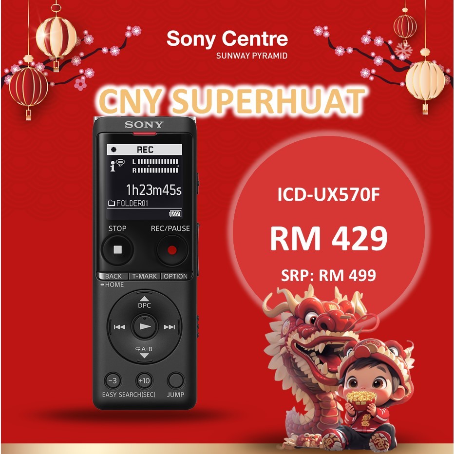 Sony ICDUX570F Digital Voice Recorder UX Series UX570 UX570F