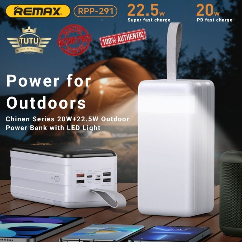 Remax RPP 291 Chinen Series 20W 22 5W 80000mAh PD QC Outdoor Powerbank 5 Output Camping Laptop