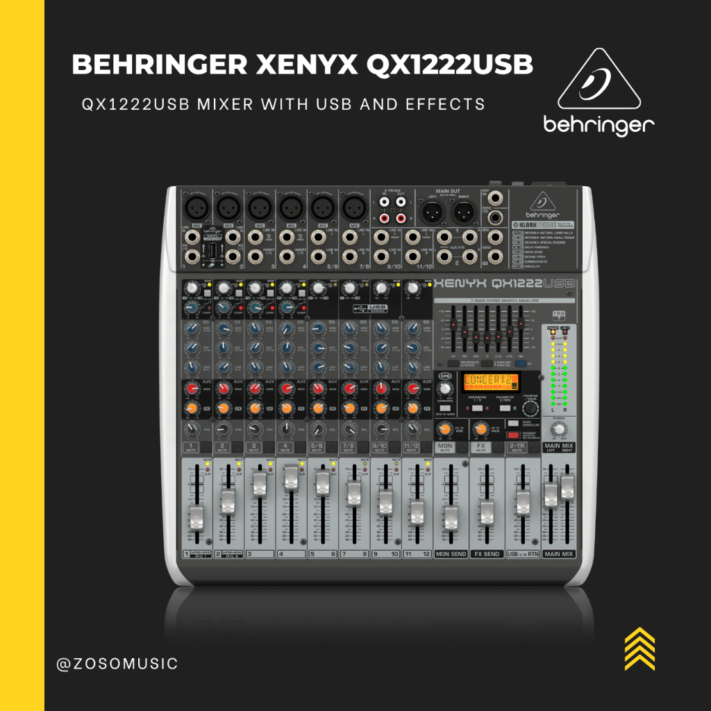 BEHRINGER XENYX QX1222USB MIXER WITH USB AND EFFECTS (XENYX-QX1222USB ...