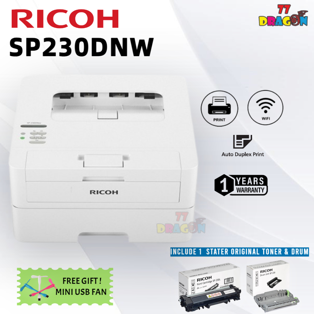 Ricoh SP230DNw SP 230DNW 230DNW A4 Wireless Duplex Black and White ...