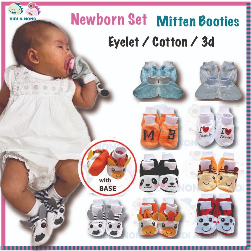 Newborn BABY MITTEN AND BOOTIES EYELET SET/SARUNG TANGAN DAN KAKI BAYI LUBANG OR COTTON Shopee