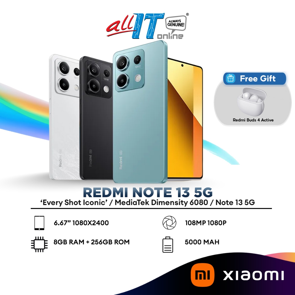 Xiaomi Redmi Note 13 5G Smartphone MIUI 14 Dimensity 6080 Octa Core GPS  Touch ID