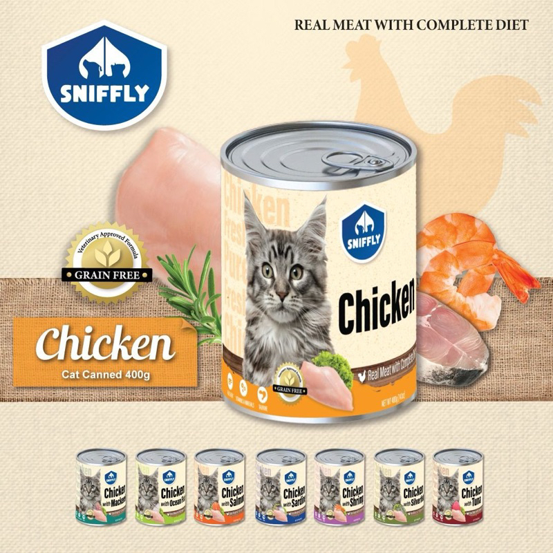 WETFOOD Sniffly Canned Food Cat 400g Real Meat Shopee Malaysia