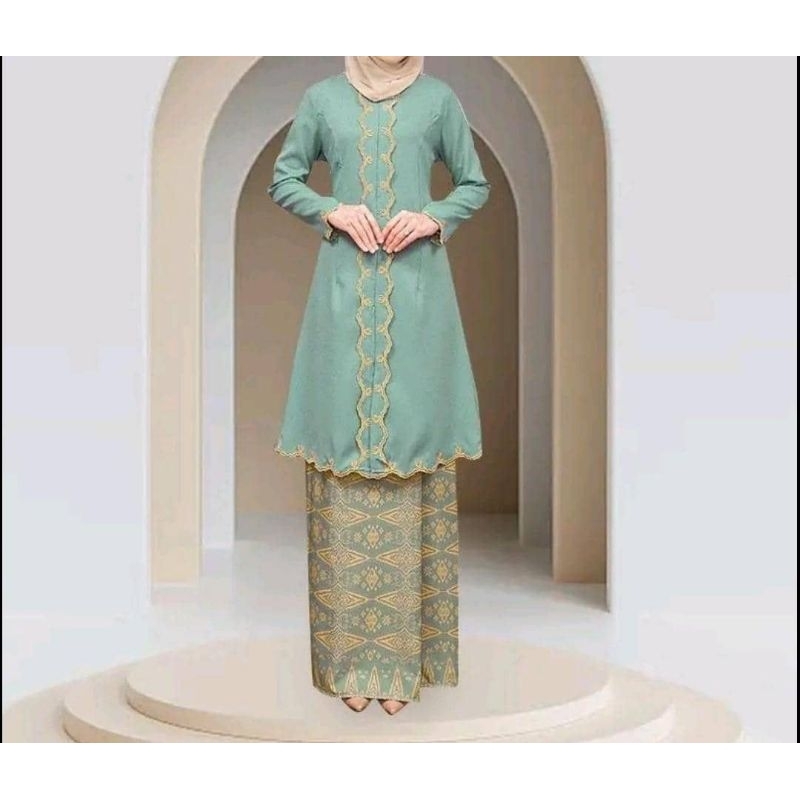 Baju Kebarung Modern Nikahtunang Kebarung Songket Tabur Kebaya Batik Kurung Sulam Ironless 4137