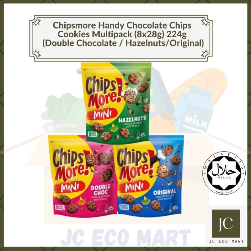 Chipsmore Biscuit Handy Chocolate Chips Cookies Multipack (8x28g) 224g ...