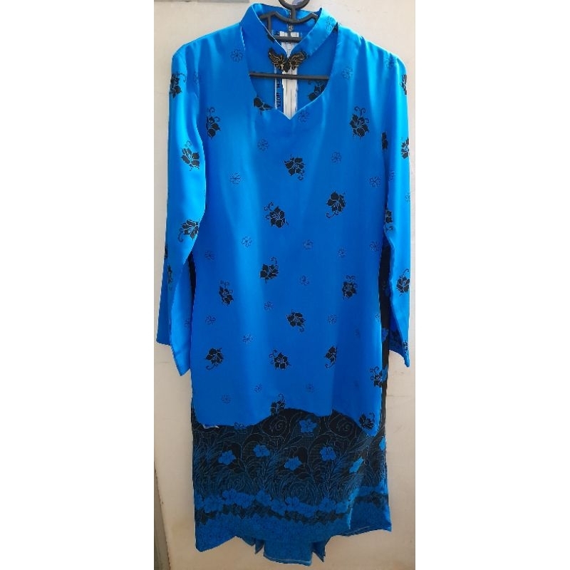 Preloved Baju Kurung Cheongsam (Navy Blue) | Shopee Malaysia