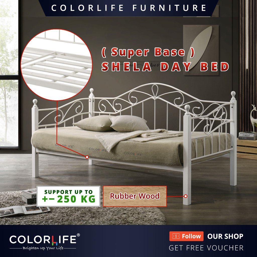 Color Life Shela Day Bed (Single Size) /Super Base Strong Metal Bar ...