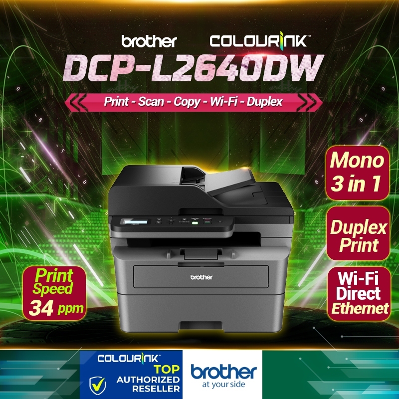 Brother DCPL2640DW A4 Print Scan Copy Mono Laser Printer WiFi ADF