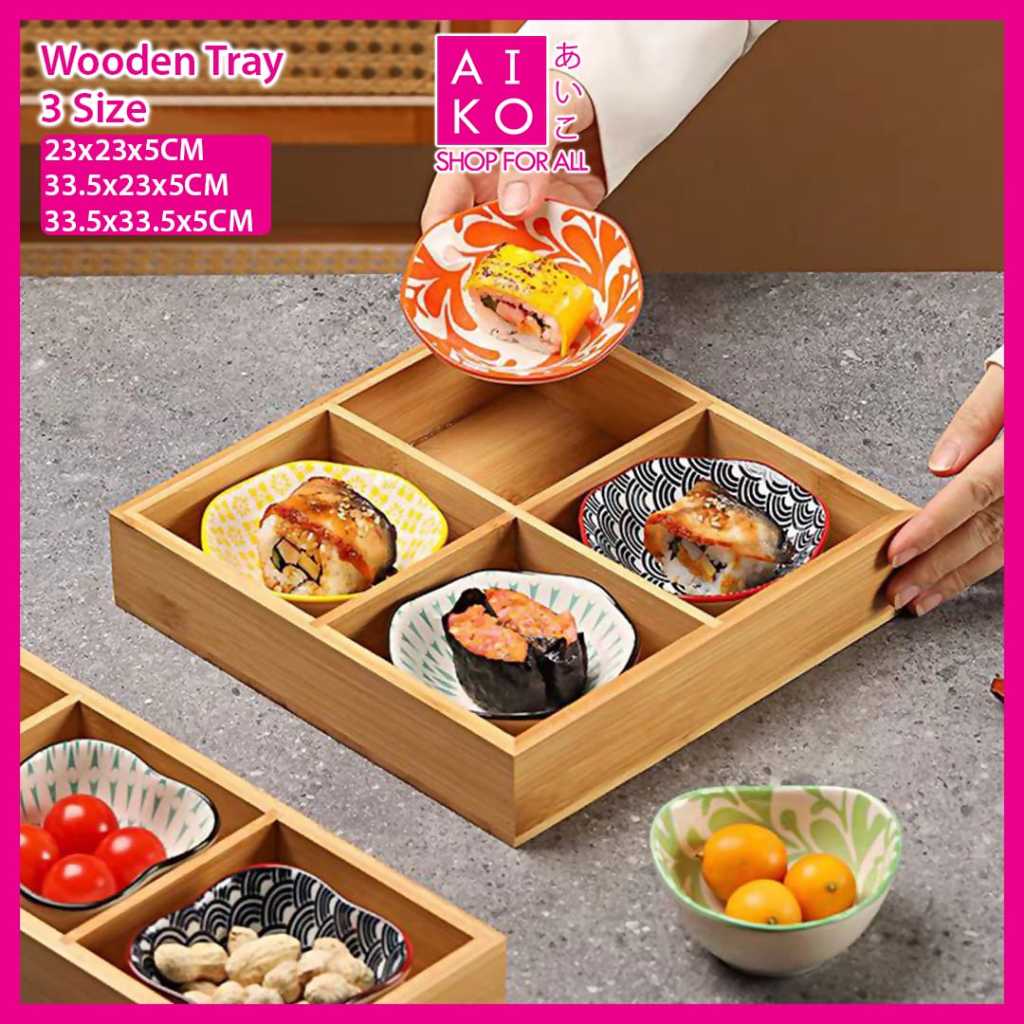 WOOD SERVING TRAY DICIDED OLATTER WITH COMPARTMENT APPETIZER ORGANIZER ...