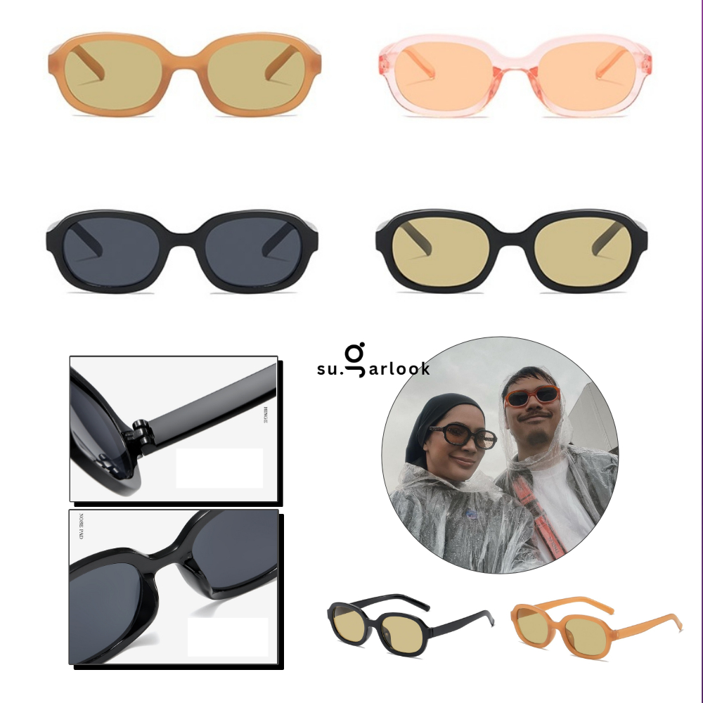 SUGARLOOK Retro Sunglasses Women Plastic Oval Small Frame Glasses Men Black Sun Glasses Female Male Lenses Cermin M Shopee Malaysia