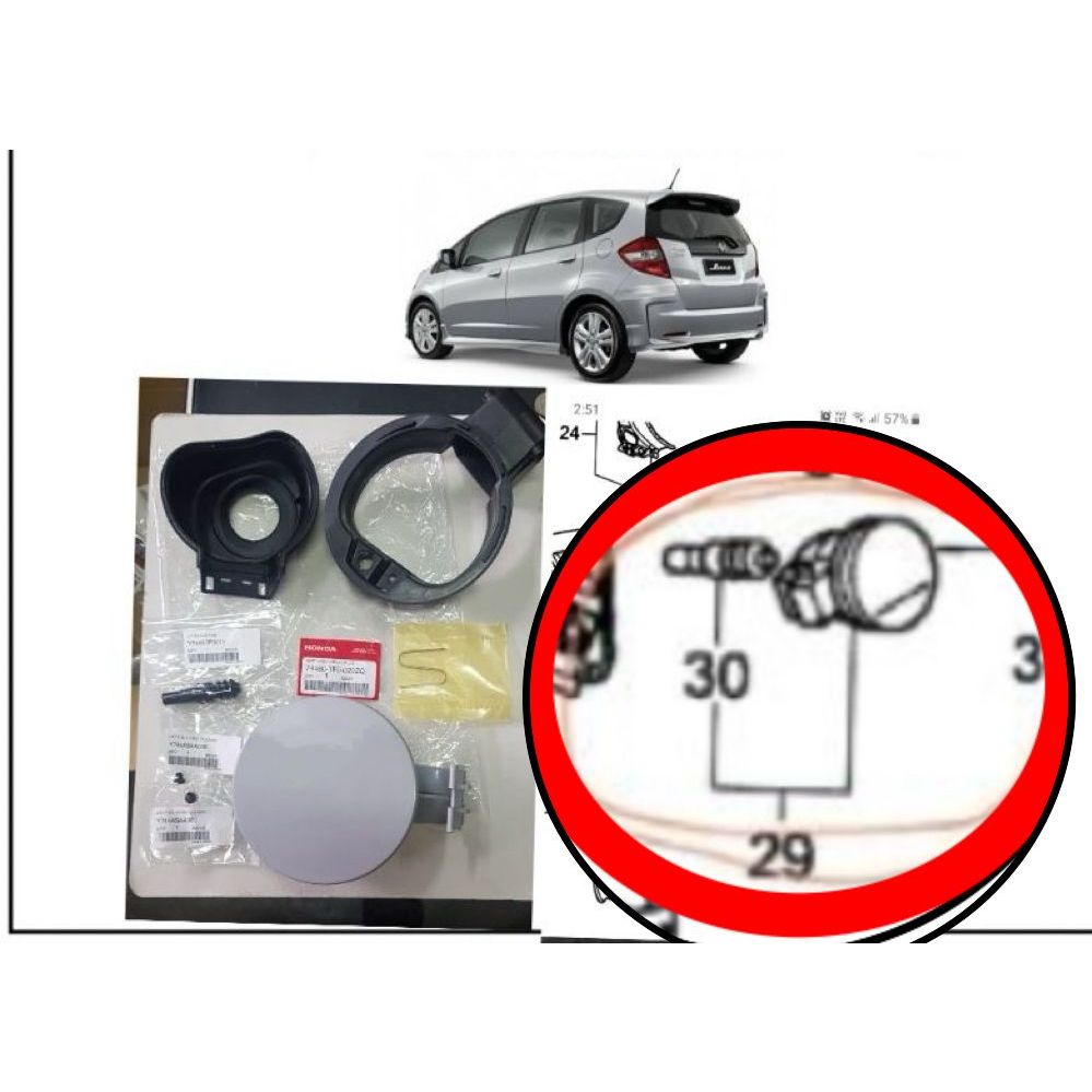 ORI JAZZ GE TF0 2013-2017 FUEL LID&SEAL (7@pcs) COMPLETE SET PETROL ...