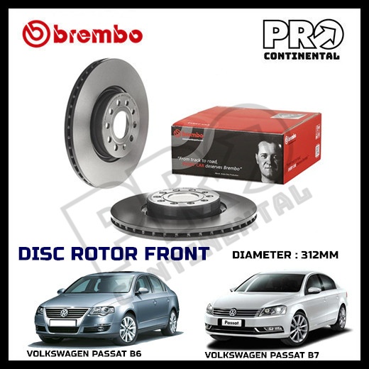 GENUINE BREMBO VOLKSWAGEN PASSAT B6 B7 B8 FRONT REAR DISC ROTOR [1 PAIR ...