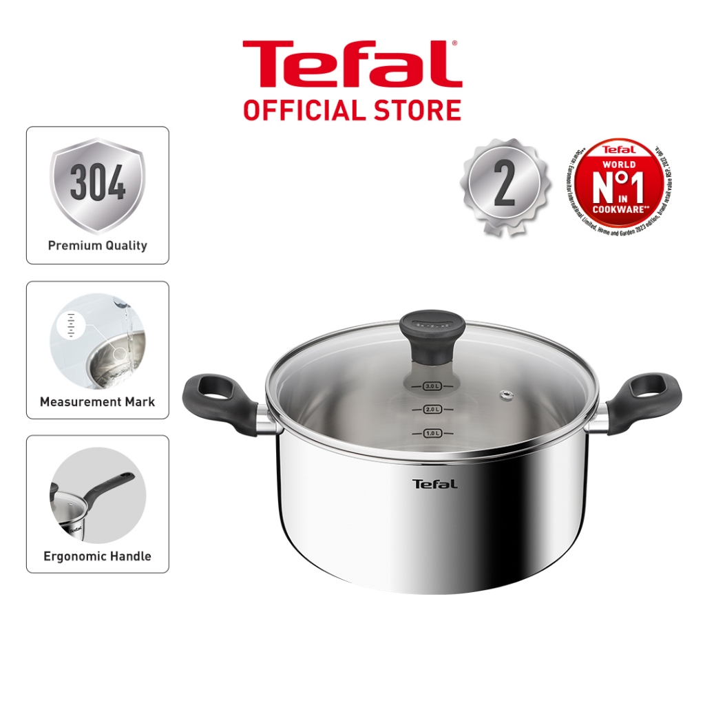 Tefal Starter Stewpot W/Lid 24cm (Stainless-steel cookware, Premium ...