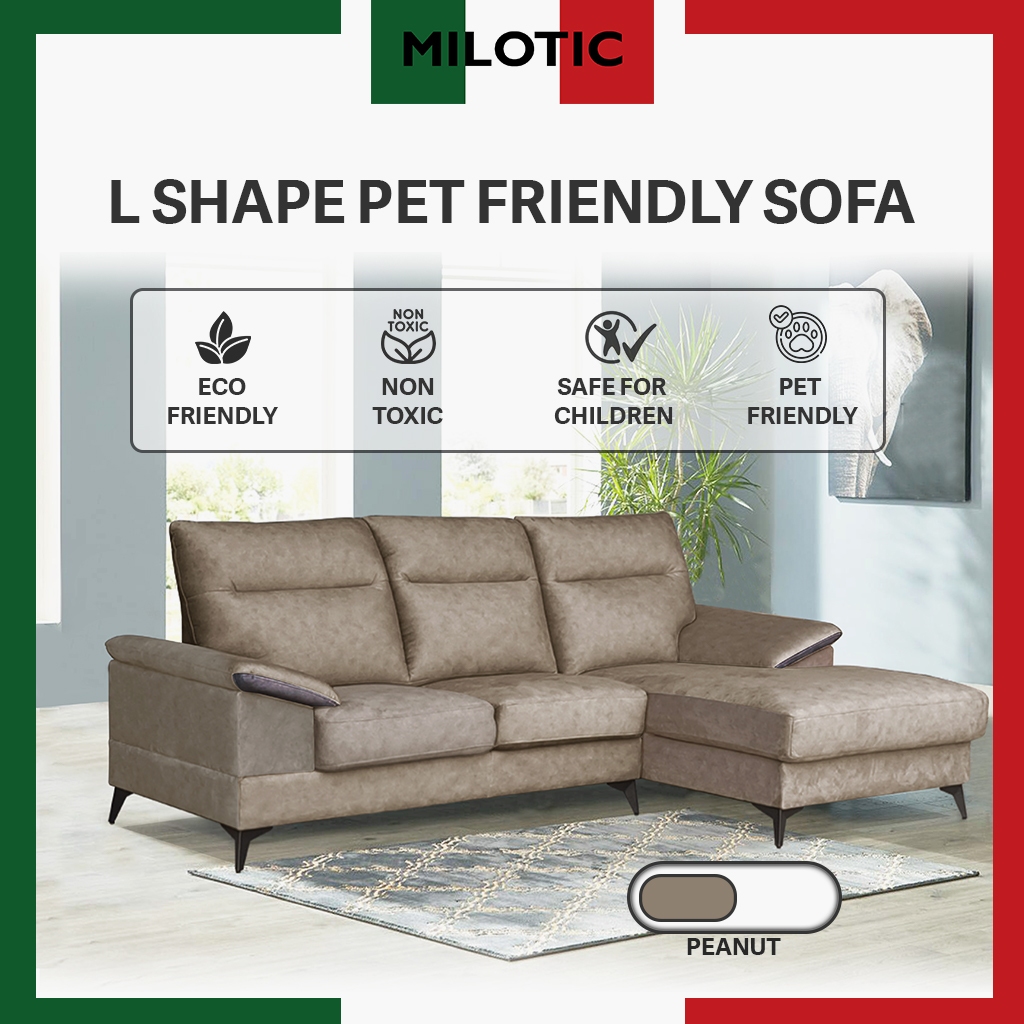 Milotic Living Lshape Pet Friendly Fabric Sofa Peanut Slate Shopee Malaysia