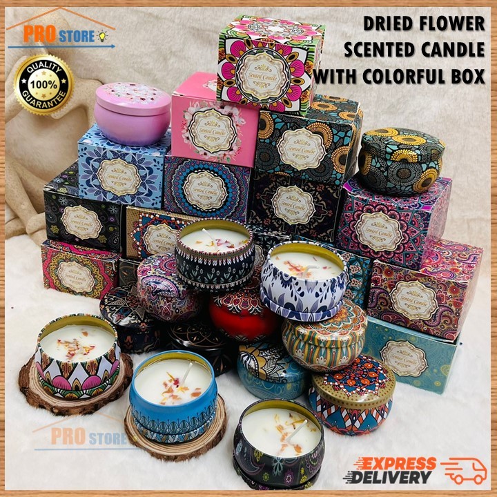 (10PCS) Scented Candle Dry Flower Natural Soy Wax Candle Aromatherapy ...