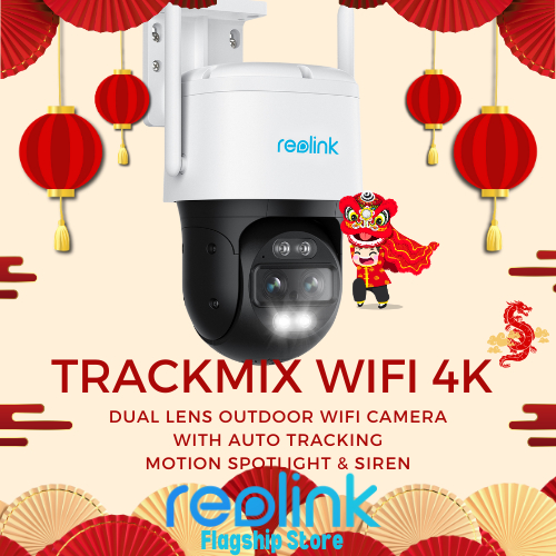 Reolink TrackMix WiFi 4K 8MP Dual Lens Outdoor Security Camera, PTZ