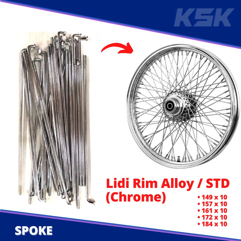 SPOKE RIM ALLOY/STD CHROME 149 157 161 172 184 LIDI RIM RANTING ALLOY ...