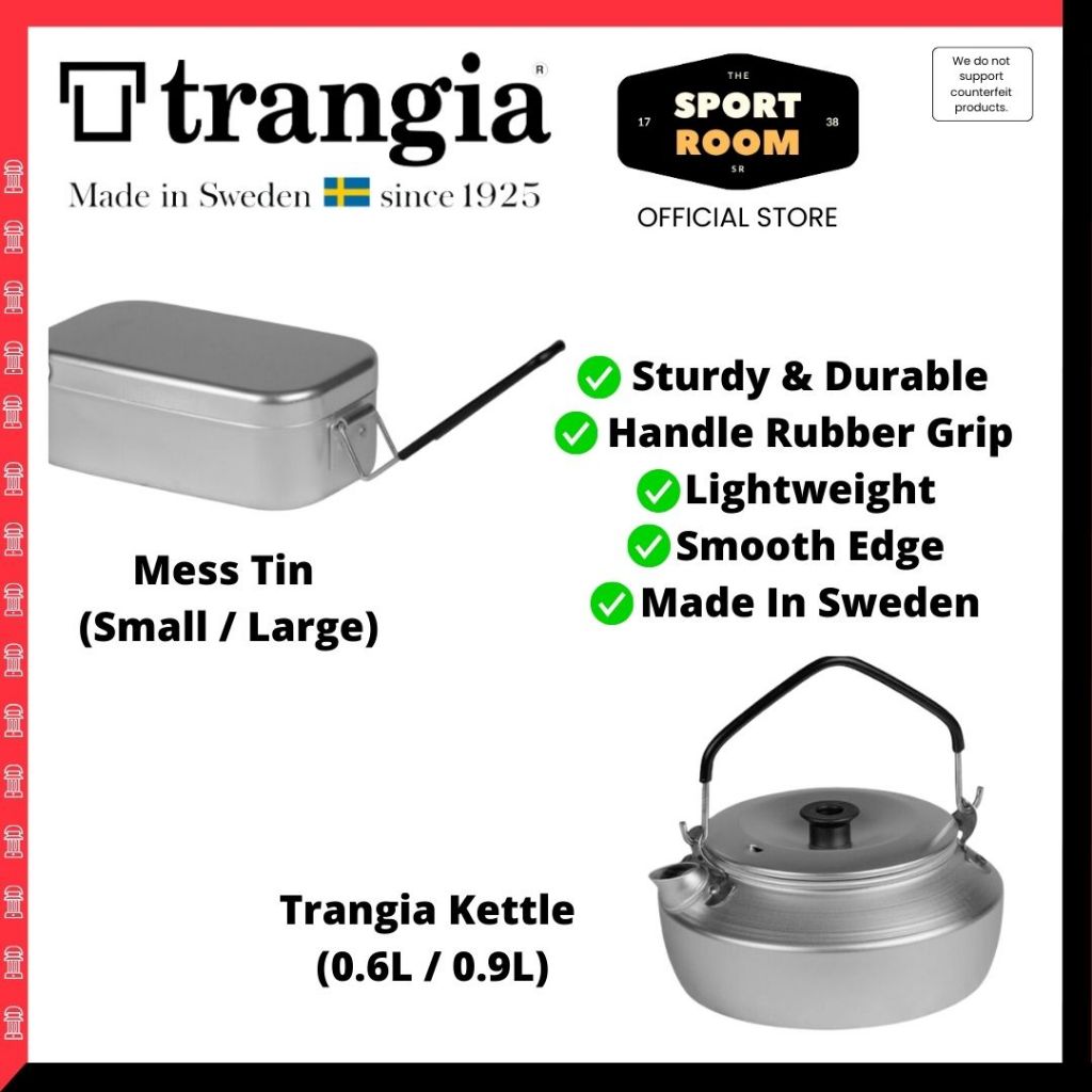Trangia mess kit lid kettle 0.9L aluminum lightweight folding handle backpacking