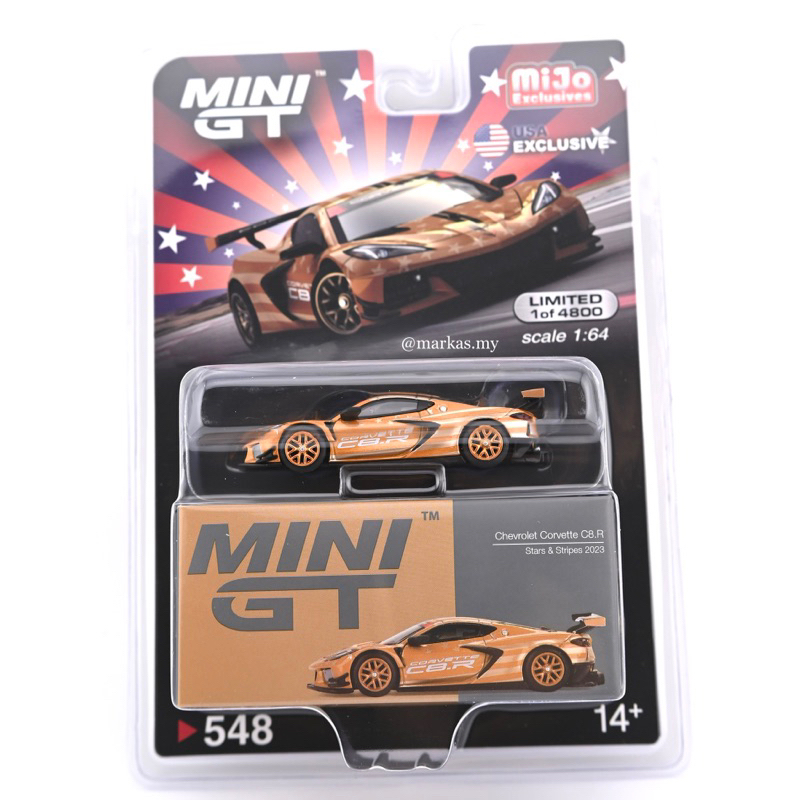 MIJO BLISTER) MINI GT 1/64 #548 CHEVY CORVETTE C8R STARS STRIPE